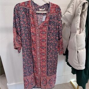 Spell Floral Dress in Red and Blue